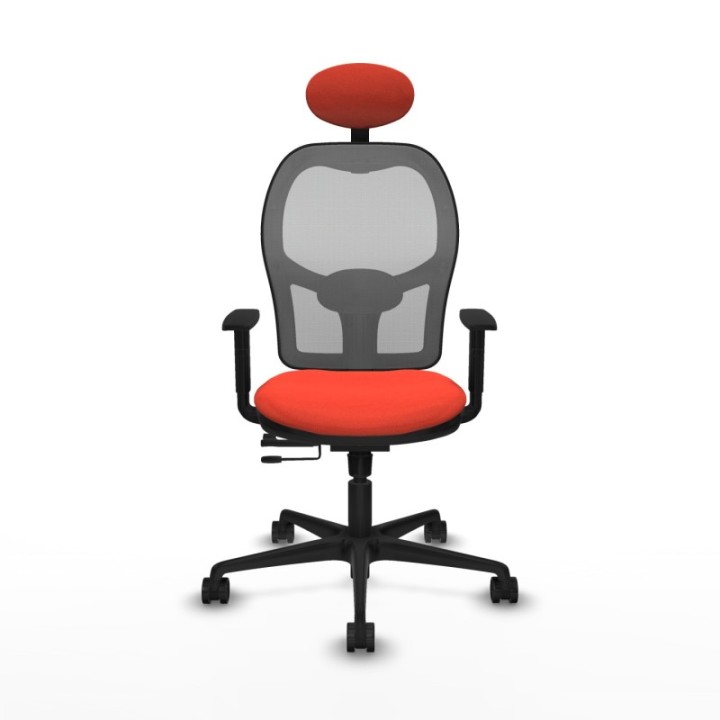 Jorquera traslack malla gris bali naranja oscuro brazos 1D base nailon cabecero fijo ruedas 65mm nailon