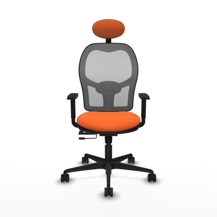 Jorquera traslack malla gris bali naranja brazos 1D base nailon cabecero fijo ruedas 65mm nailon