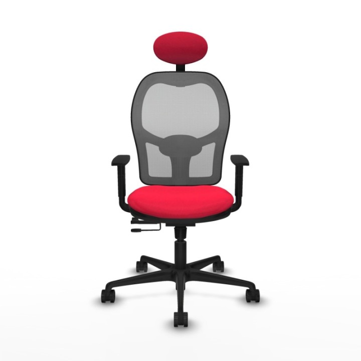 Jorquera traslack malla gris bali rojo brazos 1D base nailon cabecero fijo ruedas 65mm nailon