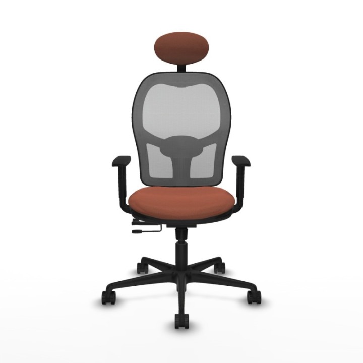 Jorquera traslack malla gris bali marrón brazos 1D base nailon cabecero fijo ruedas 65mm nailon