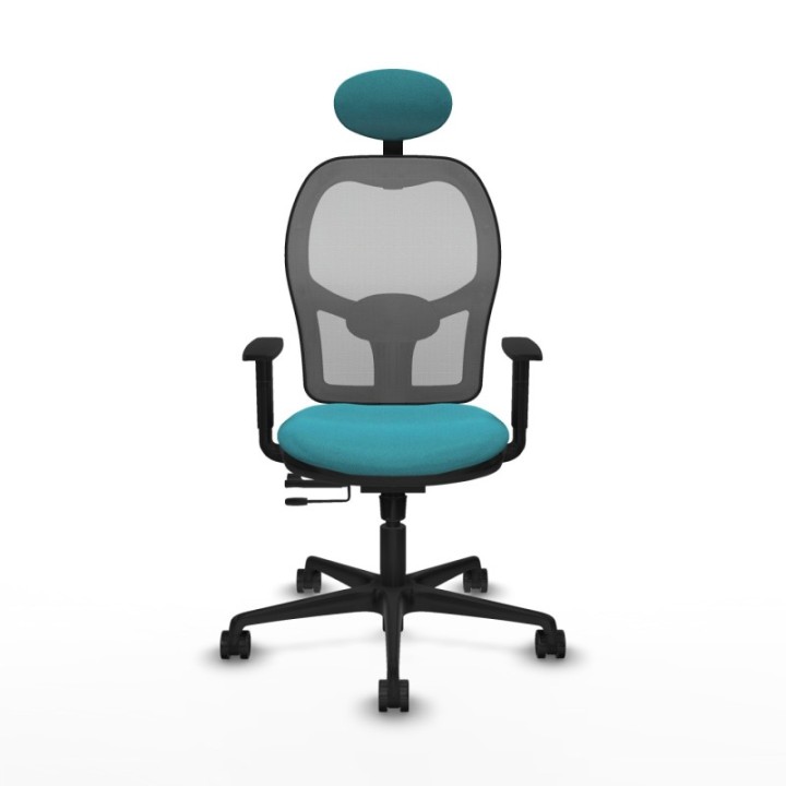 Jorquera traslack malla gris bali turquesa brazos 1D base nailon cabecero fijo ruedas 65mm nailon