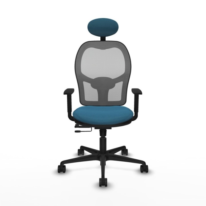 Jorquera traslack malla gris bali verde petroleo brazos 1D base nailon cabecero fijo ruedas 65mm nailon