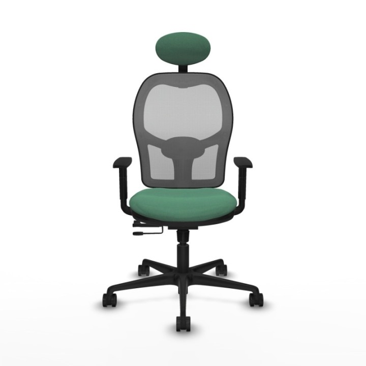 Jorquera traslack malla gris bali verde esmeralda brazos 1D base nailon cabecero fijo ruedas 65mm nailon