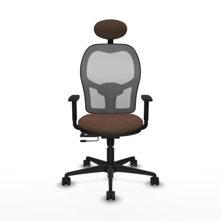 Jorquera traslack malla gris bali marrón oscuro brazos 1D base nailon cabecero fijo ruedas 65mm nailon