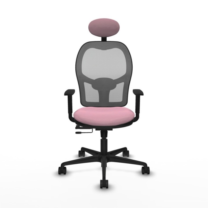 Jorquera traslack malla gris bali rosa brazos 1D base nailon cabecero fijo ruedas 65mm nailon