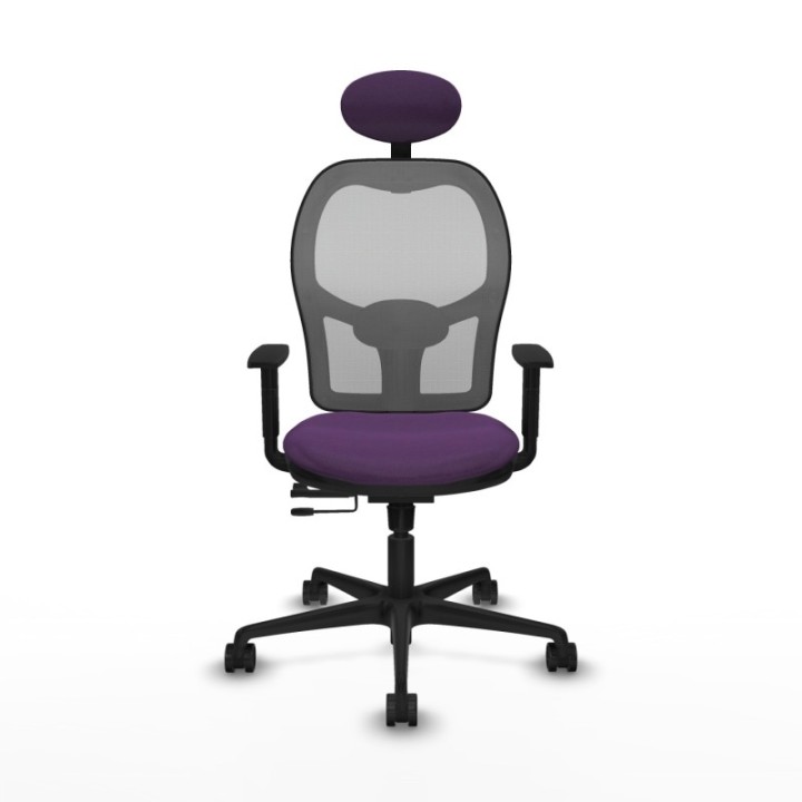 Jorquera traslack malla gris bali morado brazos 1D base nailon cabecero fijo ruedas 65mm nailon