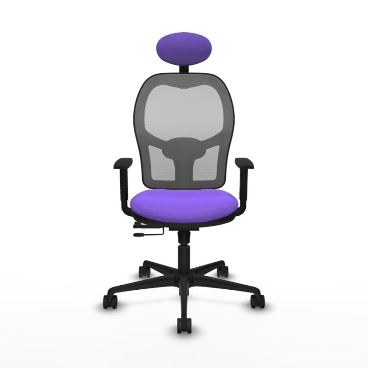 Jorquera traslack malla gris bali lila brazos 1D base nailon cabecero fijo ruedas 65mm nailon