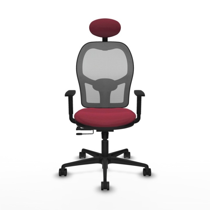 Jorquera traslack malla gris bali granate brazos 1D base nailon cabecero fijo ruedas 65mm nailon