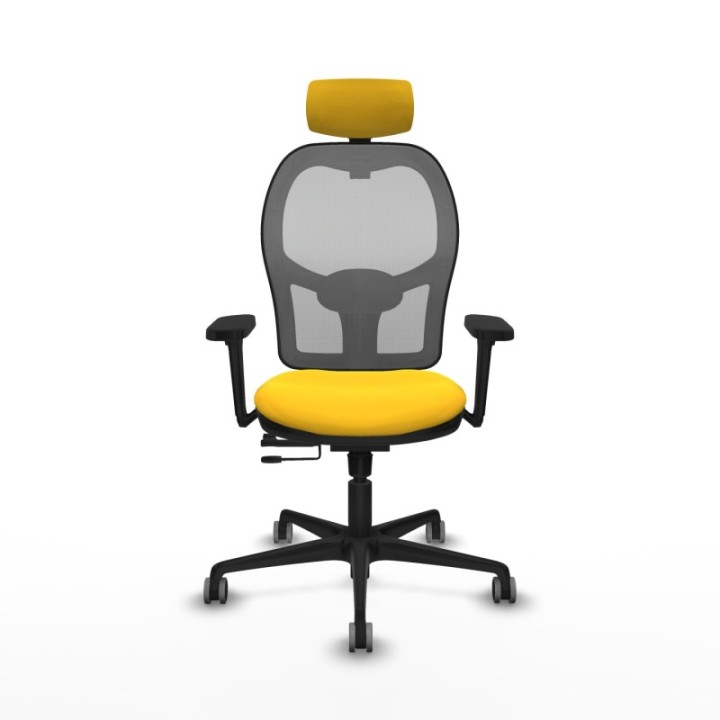 Jorquera traslack malla gris similpiel amarillo brazos 3D base nailon cabecero 2D ruedas 65mm engomada