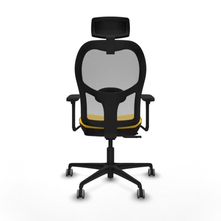 Jorquera traslack malla gris similpiel amarillo brazos 3D base nailon cabecero 2D ruedas 65mm engomada