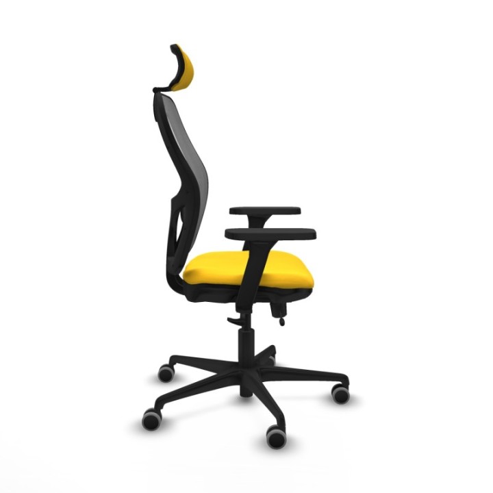 Jorquera traslack malla gris similpiel amarillo brazos 3D base nailon cabecero 2D ruedas 65mm engomada