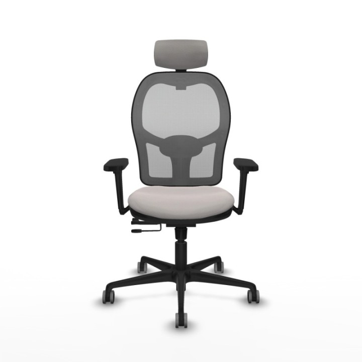 Jorquera traslack malla gris similpiel blanco brazos 3D base nailon cabecero 2D ruedas 65mm engomada