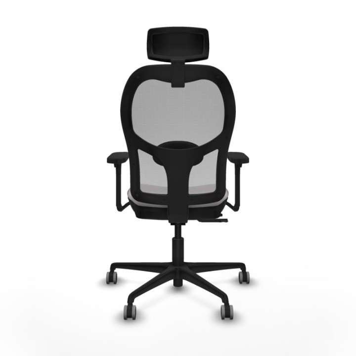 Jorquera traslack malla gris similpiel blanco brazos 3D base nailon cabecero 2D ruedas 65mm engomada