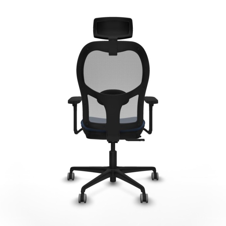 Jorquera traslack malla gris similpiel azul marino brazos 3D base nailon cabecero 2D ruedas 65mm engomada