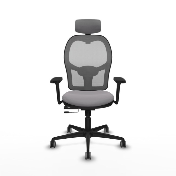 Jorquera traslack malla gris similpiel gris brazos 3D base nailon cabecero 2D ruedas 65mm engomada