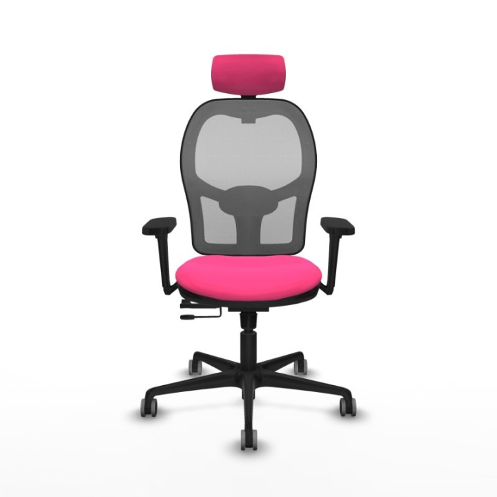 Jorquera traslack malla gris similpiel rosa brazos 3D base nailon cabecero 2D ruedas 65mm engomada