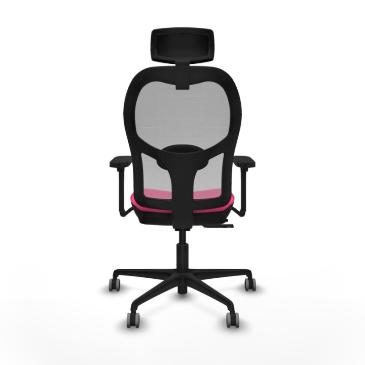 Jorquera traslack malla gris similpiel rosa brazos 3D base nailon cabecero 2D ruedas 65mm engomada