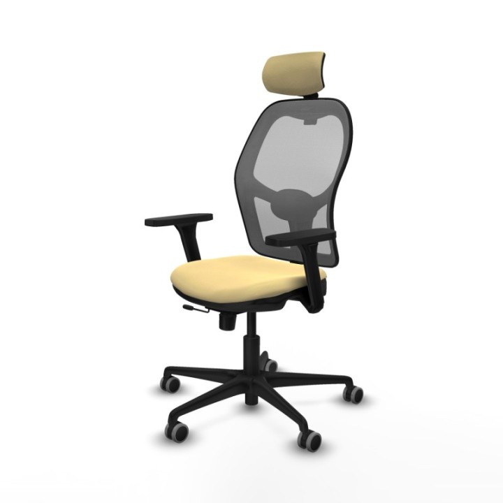 Jorquera traslack malla gris similpiel crema brazos 3D base nailon cabecero 2D ruedas 65mm engomada