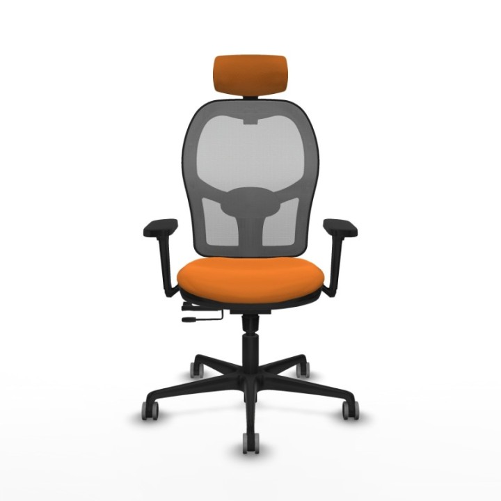 Jorquera traslack malla gris similpiel naranja brazos 3D base nailon cabecero 2D ruedas 65mm engomada