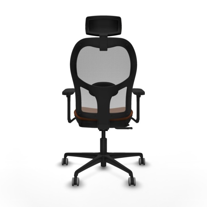 Jorquera traslack malla gris similpiel marrón brazos 3D base nailon cabecero 2D ruedas 65mm engomada