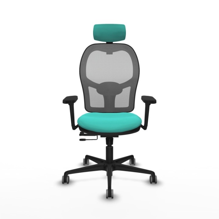 Jorquera traslack malla gris similpiel turquesa brazos 3D base nailon cabecero 2D ruedas 65mm engomada