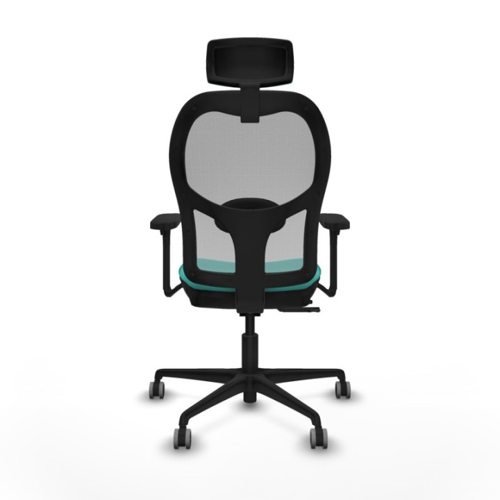 Jorquera traslack malla gris similpiel turquesa brazos 3D base nailon cabecero 2D ruedas 65mm engomada