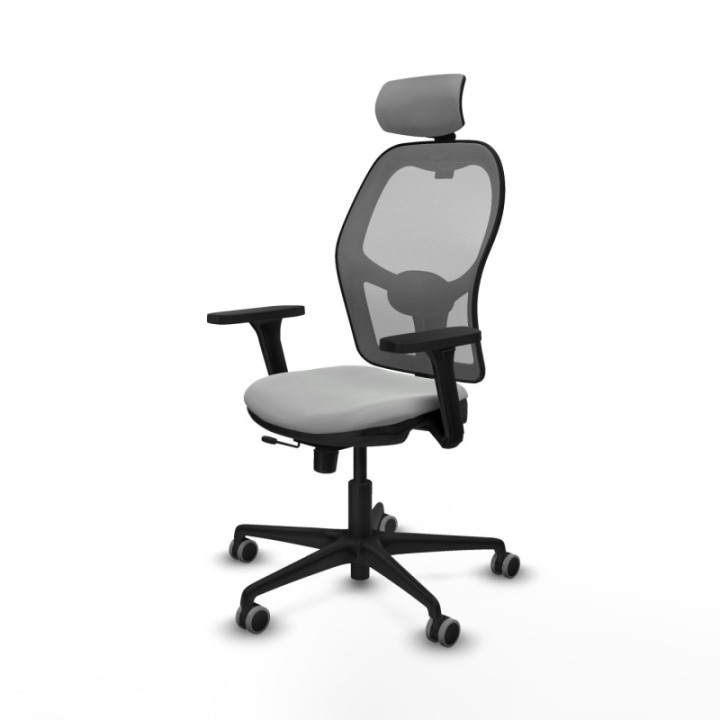 Jorquera traslack malla gris similpiel gris claro brazos 3D base nailon cabecero 2D ruedas 65mm engomada