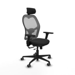 Jorquera traslack malla gris similpiel negro brazos 3D base nailon cabecero 2D ruedas 65mm engomada