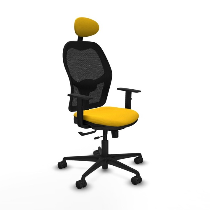 Jorquera traslack malla negra bali amarillo brazos 1D base nailon cabecero fijo ruedas 65mm nailon