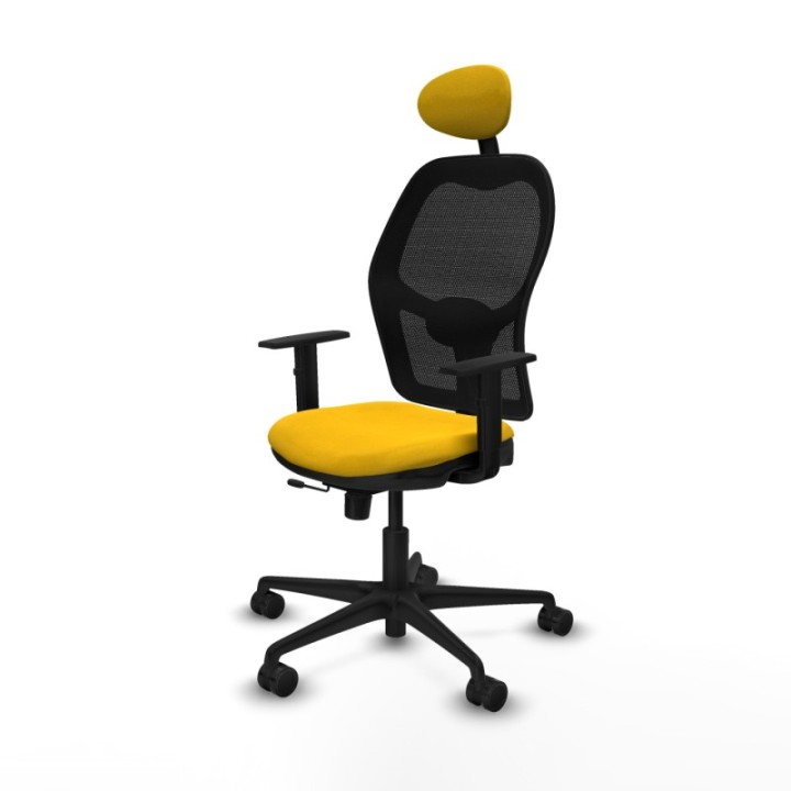 Jorquera traslack malla negra bali amarillo brazos 1D base nailon cabecero fijo ruedas 65mm nailon