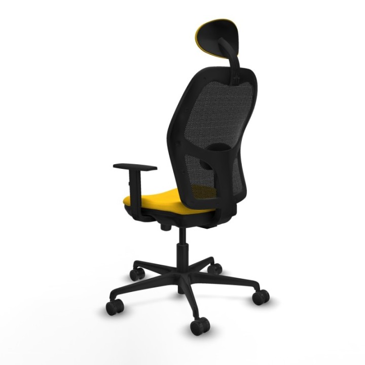 Jorquera traslack malla negra bali amarillo brazos 1D base nailon cabecero fijo ruedas 65mm nailon