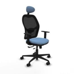 Jorquera traslack malla negra bali azul cielo brazos 1D base nailon cabecero fijo ruedas 65mm nailon