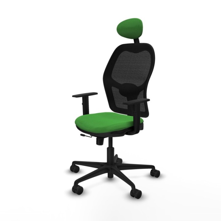 Jorquera traslack malla negra bali verde brazos 1D base nailon cabecero fijo ruedas 65mm nailon