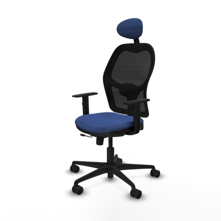 Jorquera traslack malla negra bali azul marino brazos 1D base nailon cabecero fijo ruedas 65mm nailon