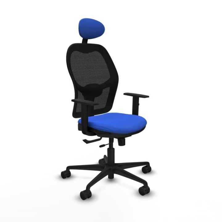 Jorquera traslack malla negra bali azul brazos 1D base nailon cabecero fijo ruedas 65mm nailon