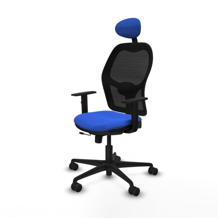 Jorquera traslack malla negra bali azul brazos 1D base nailon cabecero fijo ruedas 65mm nailon