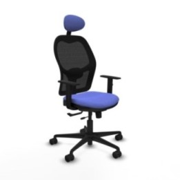 Jorquera traslack malla negra bali azul claro brazos 1D base nailon cabecero fijo ruedas 65mm nailon