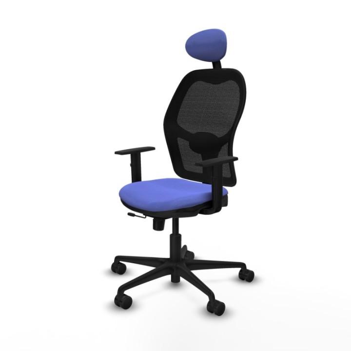 Jorquera traslack malla negra bali azul claro brazos 1D base nailon cabecero fijo ruedas 65mm nailon