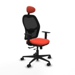 Jorquera traslack malla negra bali naranja oscuro brazos 1D base nailon cabecero fijo ruedas 65mm nailon