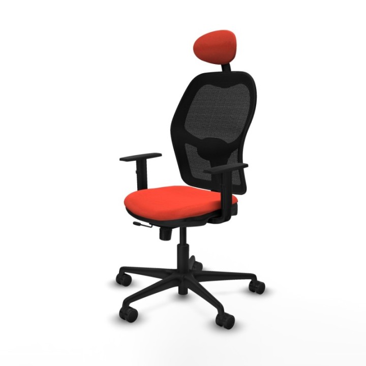 Jorquera traslack malla negra bali naranja oscuro brazos 1D base nailon cabecero fijo ruedas 65mm nailon