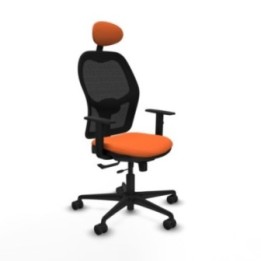 Jorquera traslack malla negra bali naranja brazos 1D base nailon cabecero fijo ruedas 65mm nailon