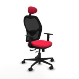 Jorquera traslack malla negra bali rojo brazos 1D base nailon cabecero fijo ruedas 65mm nailon