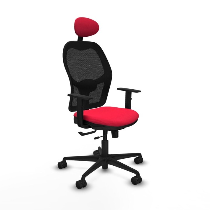 Jorquera traslack malla negra bali rojo brazos 1D base nailon cabecero fijo ruedas 65mm nailon