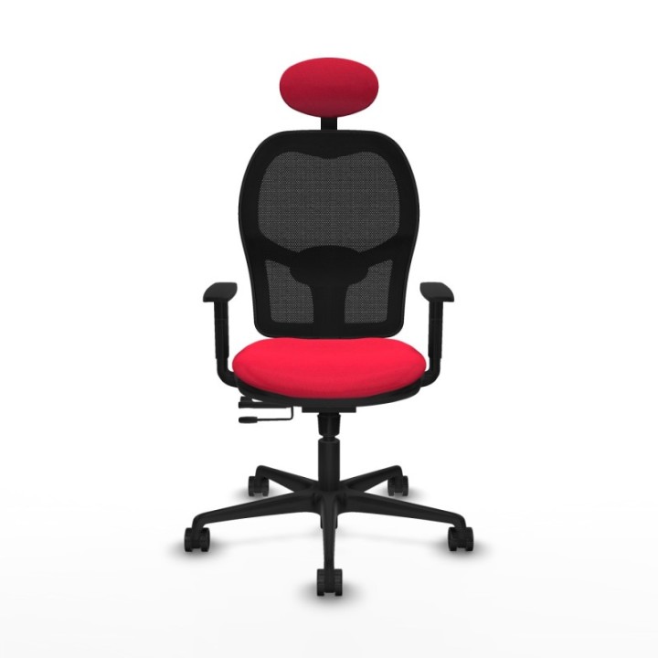 Jorquera traslack malla negra bali rojo brazos 1D base nailon cabecero fijo ruedas 65mm nailon