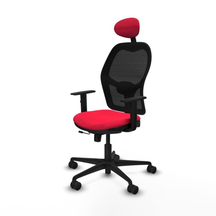 Jorquera traslack malla negra bali rojo brazos 1D base nailon cabecero fijo ruedas 65mm nailon