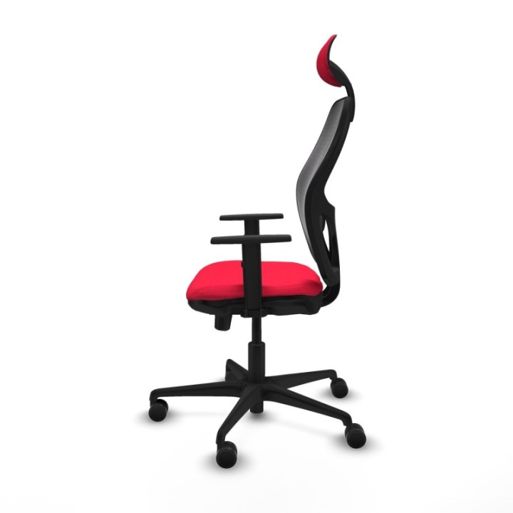 Jorquera traslack malla negra bali rojo brazos 1D base nailon cabecero fijo ruedas 65mm nailon