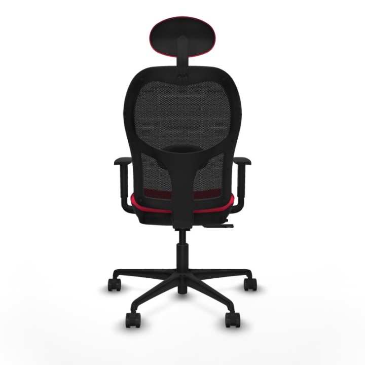 Jorquera traslack malla negra bali rojo brazos 1D base nailon cabecero fijo ruedas 65mm nailon