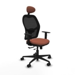 Jorquera traslack malla negra bali marrón brazos 1D base nailon cabecero fijo ruedas 65mm nailon