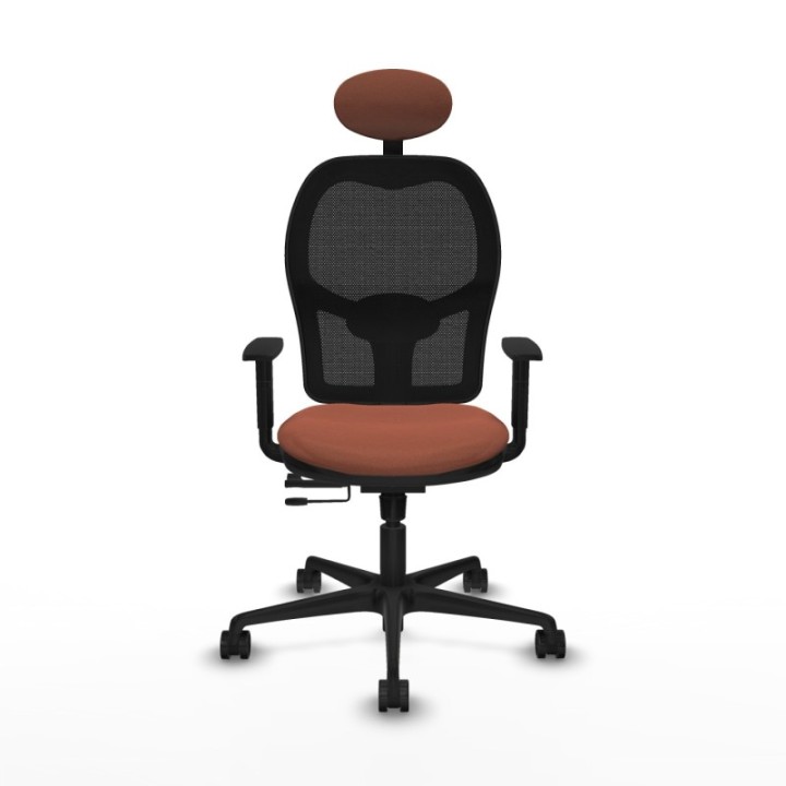 Jorquera traslack malla negra bali marrón brazos 1D base nailon cabecero fijo ruedas 65mm nailon