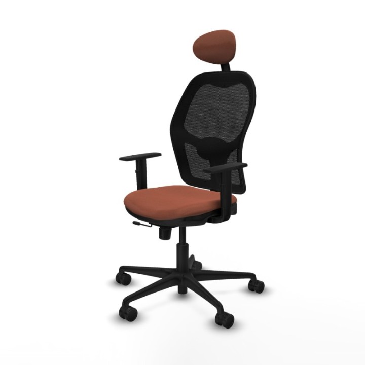 Jorquera traslack malla negra bali marrón brazos 1D base nailon cabecero fijo ruedas 65mm nailon